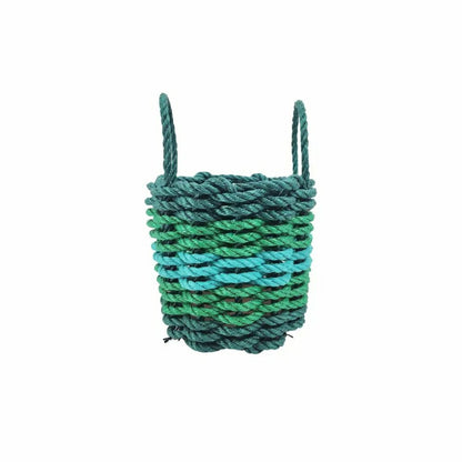 Five Stripe Rope Storage Basket Hunter Green, Green, Teal | Plow & Hearth