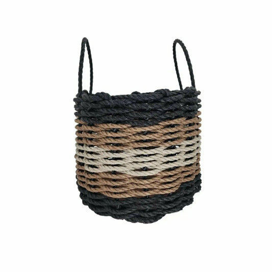 Five Stripe Rope Storage Basket Black, Brown and Tan | Plow & Hearth