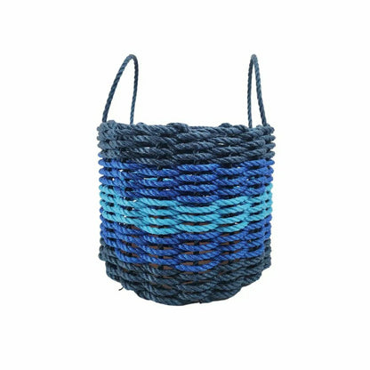 Five Stripe Rope Storage Basket Navy Blue, Blue, Light Blue | Plow & Hearth