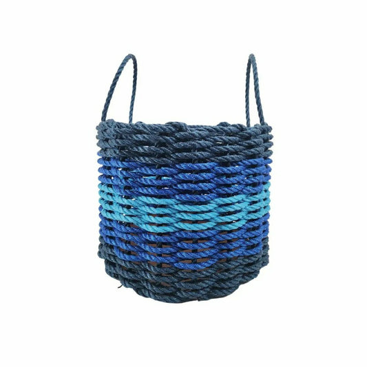 Five Stripe Rope Storage Basket Navy Blue, Blue, Light Blue | Plow & Hearth