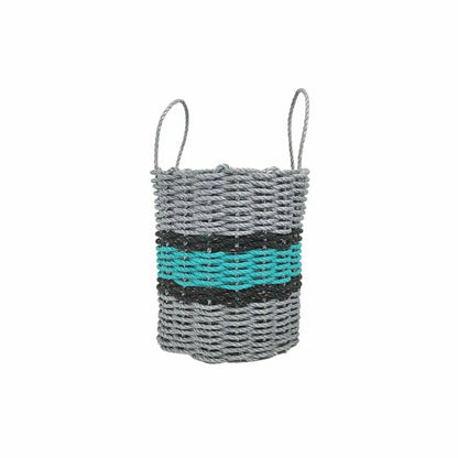 Lobster Rope Basket Light Gray and Teal, Black Accents | Plow & Hearth