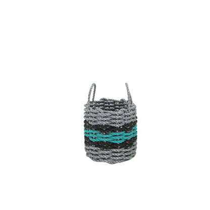 Lobster Rope Basket Light Gray and Teal, Black Accents | Plow & Hearth