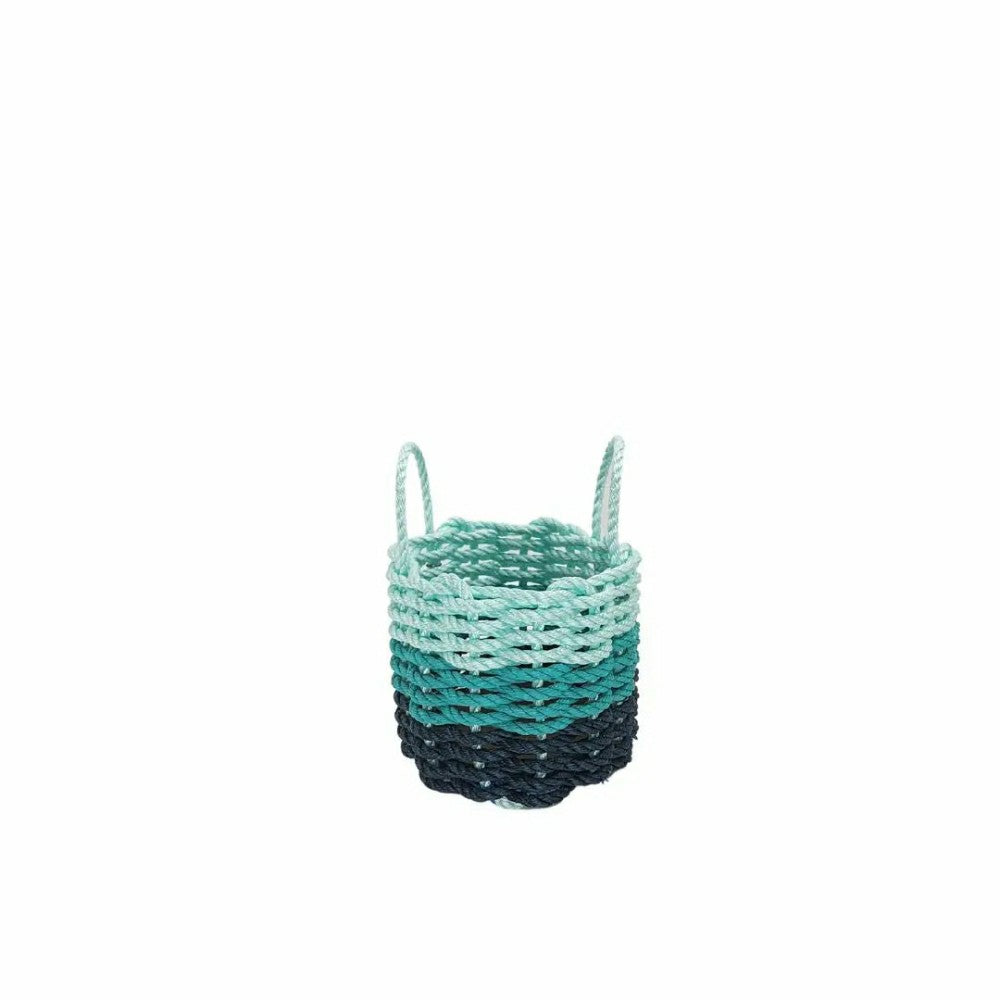 Lobster Rope Storage Basket Navy Blue, Teal, Seafoam | Plow & Hearth