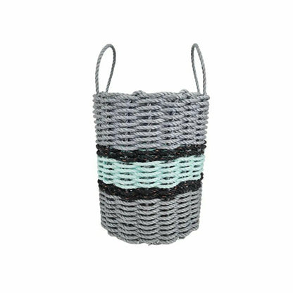 Lobster Rope Basket Light Gray and Seafoam, Black Accents | Plow & Hearth
