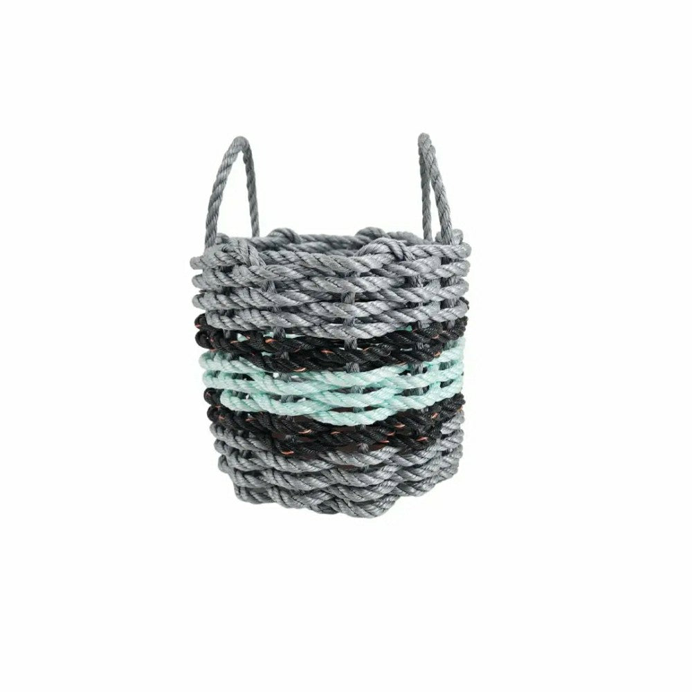Lobster Rope Basket Light Gray and Seafoam, Black Accents | Plow & Hearth