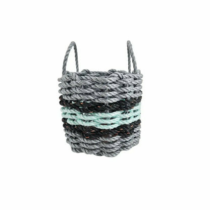 Lobster Rope Basket Light Gray and Seafoam, Black Accents | Plow & Hearth