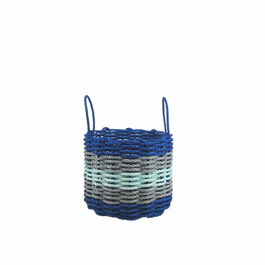 Five Stripe Rope Storage Basket Blue, Gray and Seafoam | Plow & Hearth