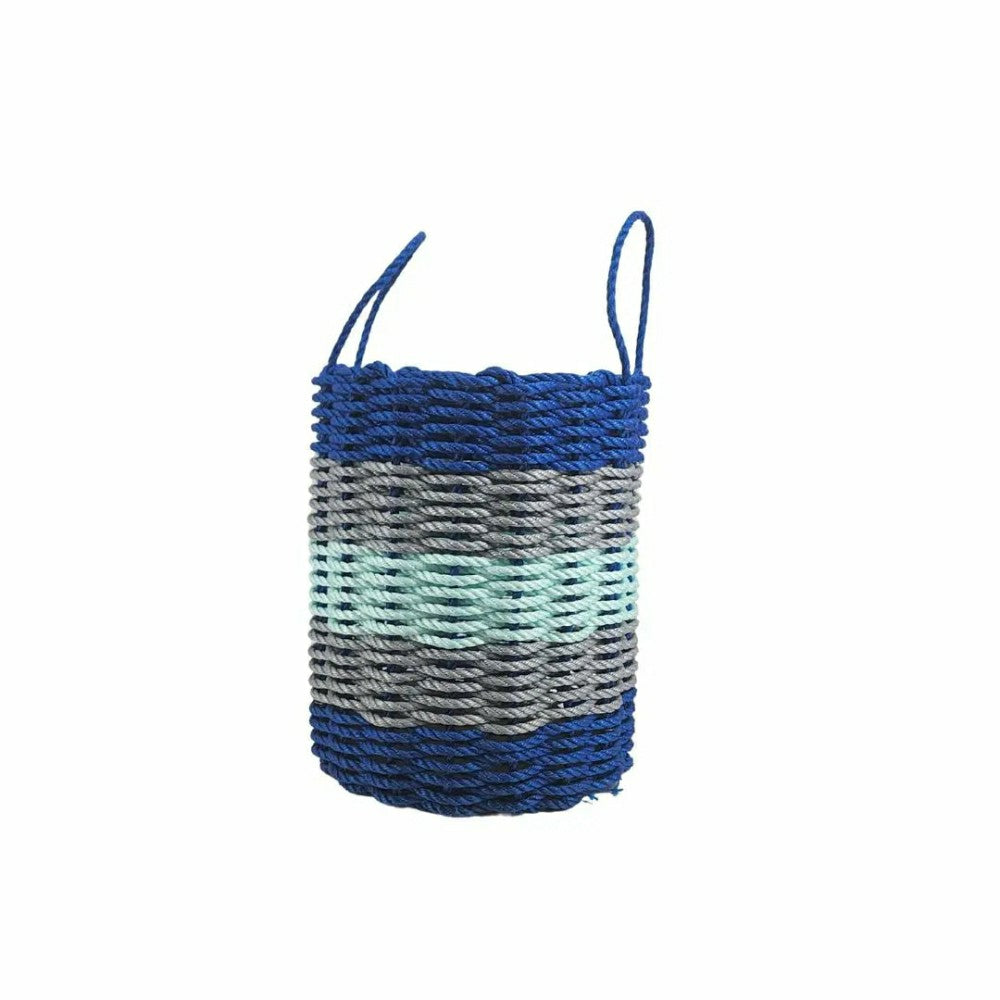 Five Stripe Rope Storage Basket Blue, Gray and Seafoam | Plow & Hearth