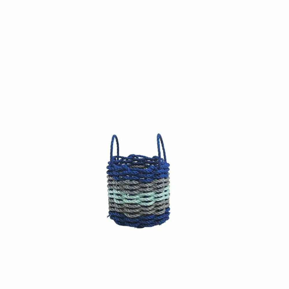 Five Stripe Rope Storage Basket Blue, Gray and Seafoam | Plow & Hearth