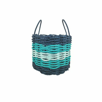 Five Stripe Rope Storage Basket Navy Blue, Teal & Seafoam | Plow & Hearth