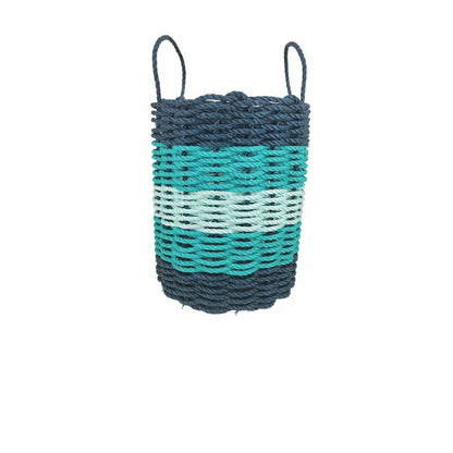 Five Stripe Rope Storage Basket Navy Blue, Teal & Seafoam | Plow & Hearth