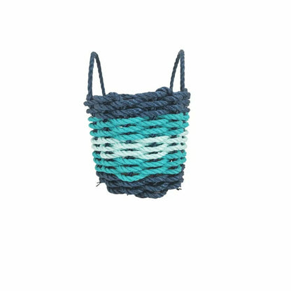 Five Stripe Rope Storage Basket Navy Blue, Teal & Seafoam | Plow & Hearth