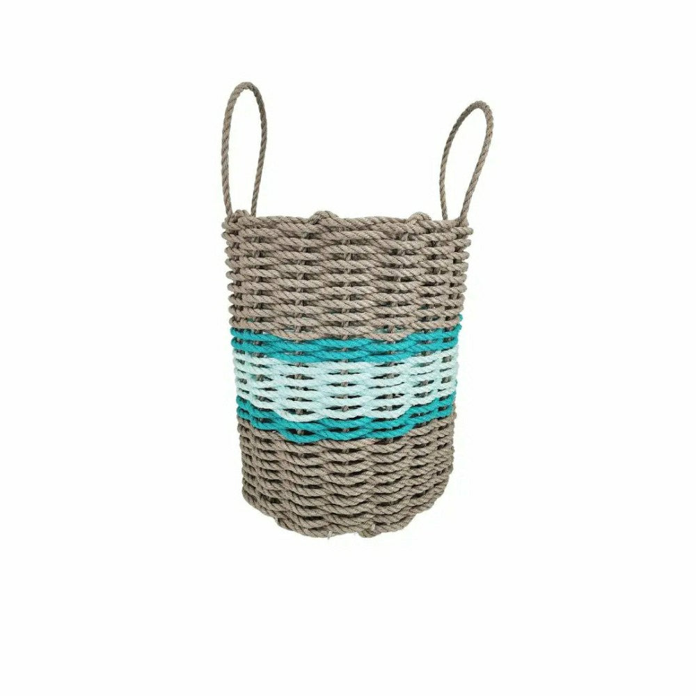 Lobster Rope Basket Tan and Seafoam, Teal Accents | Plow & Hearth