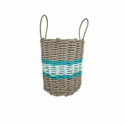 Lobster Rope Basket Tan and Seafoam, Teal Accents | Plow & Hearth