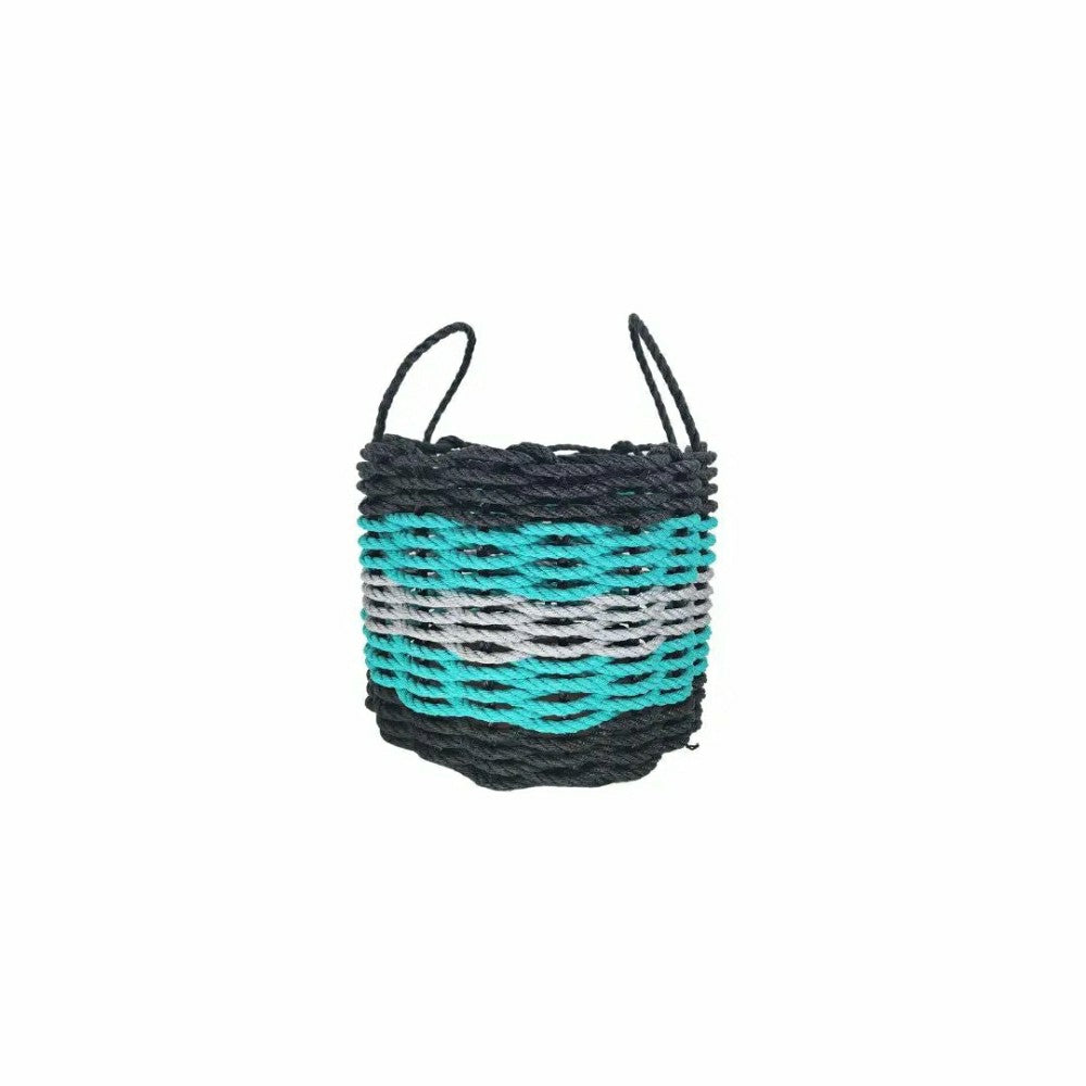 Five Stripe Rope Storage Basket Black, Teal & Gray | Plow & Hearth