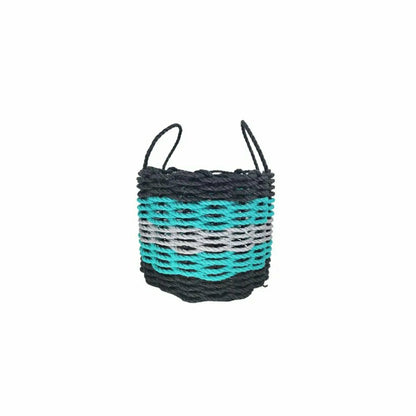 Five Stripe Rope Storage Basket Black, Teal & Gray | Plow & Hearth