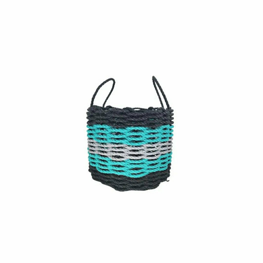Five Stripe Rope Storage Basket Black, Teal & Gray | Plow & Hearth