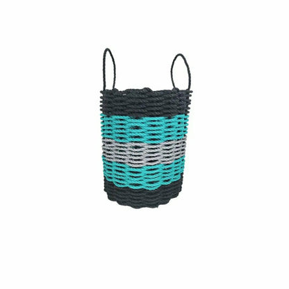 Five Stripe Rope Storage Basket Black, Teal & Gray | Plow & Hearth