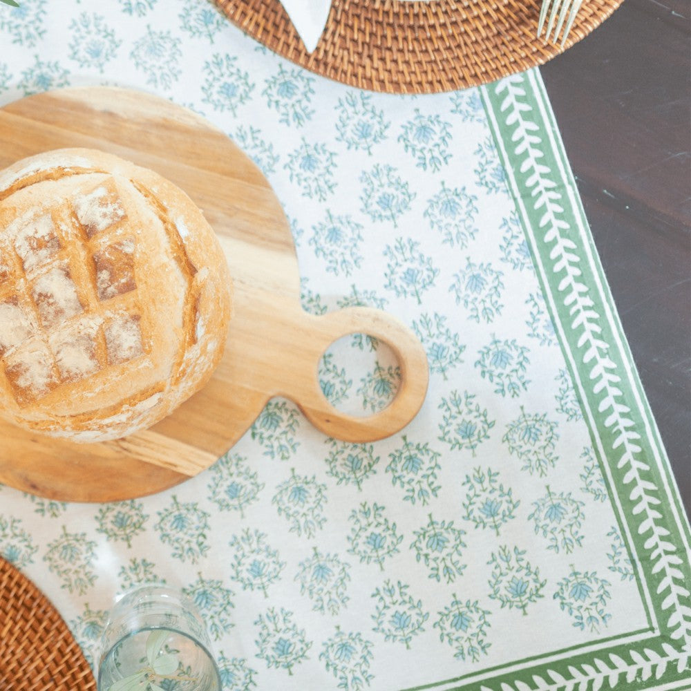 Tablecloth - Lotus, Sage & Uniform Blue | Plow & Hearth