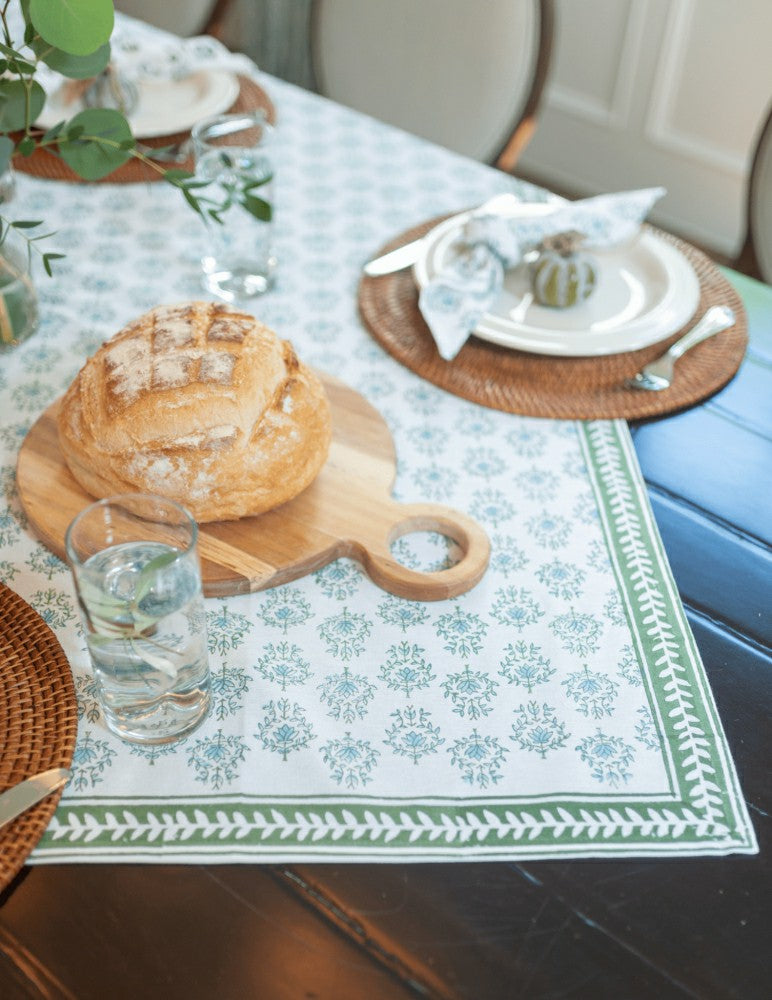 Tablecloth - Lotus, Sage & Uniform Blue | Plow & Hearth