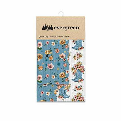 Petal & Plow Kitchen Gift Set Quick Waffle Weave Double-Sided, Cowboy Boots, Set of 3 | Plow & Hearth