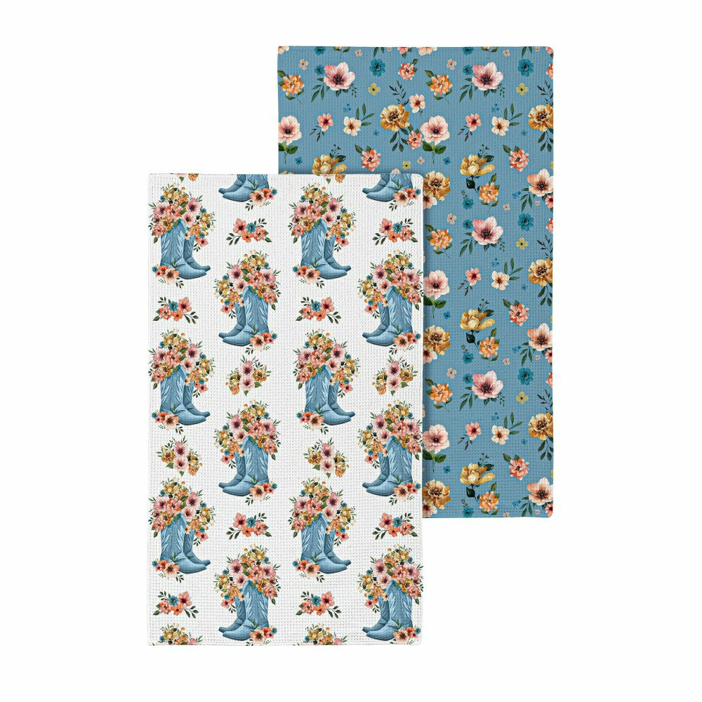 Petal & Plow Kitchen Gift Set Quick Waffle Weave Double-Sided, Cowboy Boots, Set of 3 | Plow & Hearth