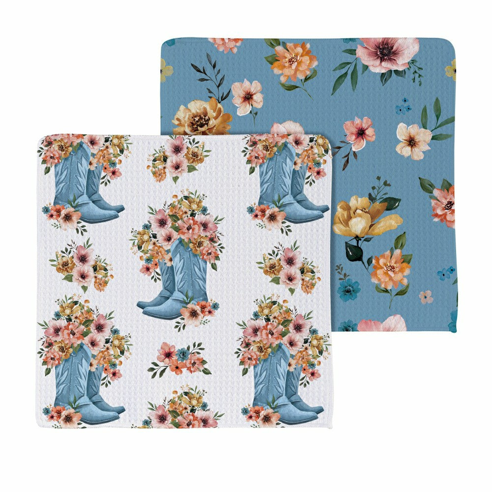 Petal & Plow Kitchen Gift Set Quick Waffle Weave Double-Sided, Cowboy Boots, Set of 3 | Plow & Hearth
