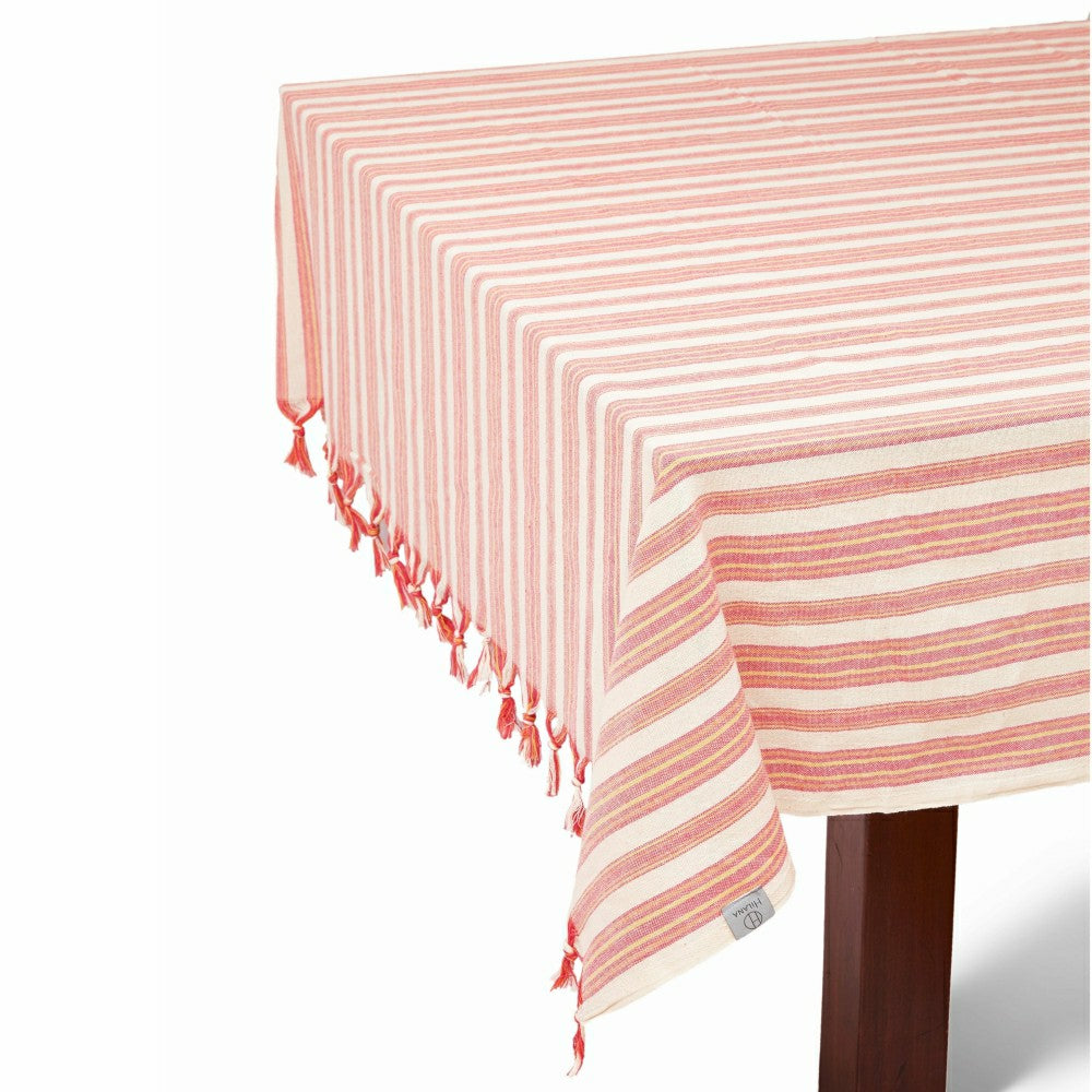 Andana Striped Tablecloth Set - Magenta | Plow & Hearth