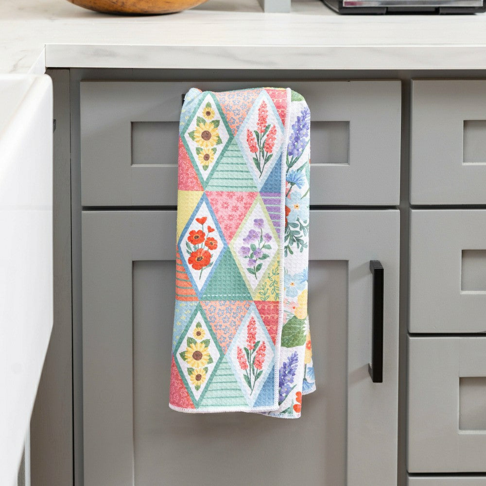 Cottage Garden Kitchen Towel Quick Dry Waffle Weave Double-Sided, 30"L | Plow & Hearth