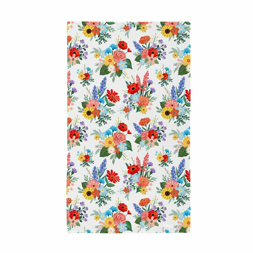 Cottage Garden Kitchen Towel Quick Dry Waffle Weave Double-Sided, 30"L | Plow & Hearth