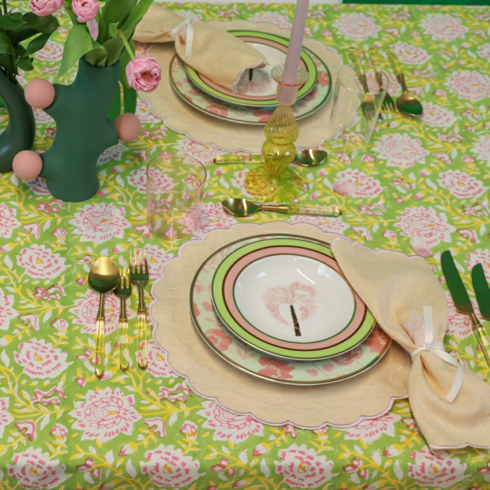 Viviana Venetia Blooms Organic Cotton Tablecloth | Plow & Hearth