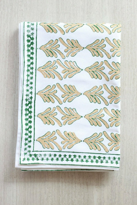 Evergreen & Gold Palmetto Tablecloth | Plow & Hearth