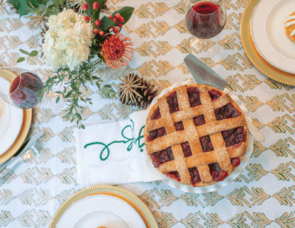 Evergreen & Gold Palmetto Tablecloth | Plow & Hearth