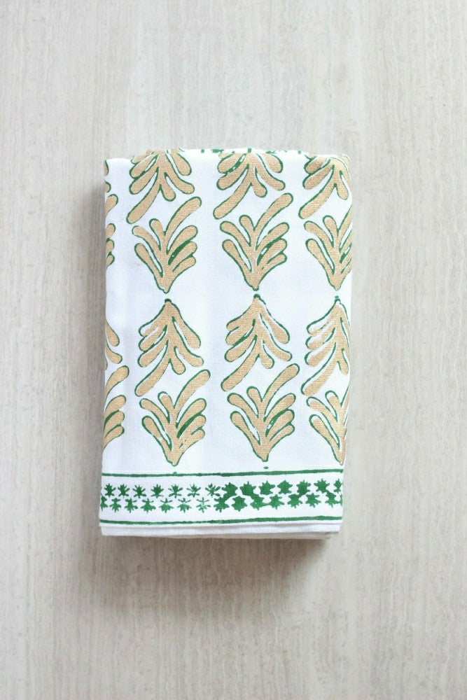 Evergreen & Gold Palmetto Tablecloth | Plow & Hearth