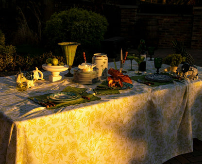 Ivory Flora Parlour Tablecloth | Plow & Hearth