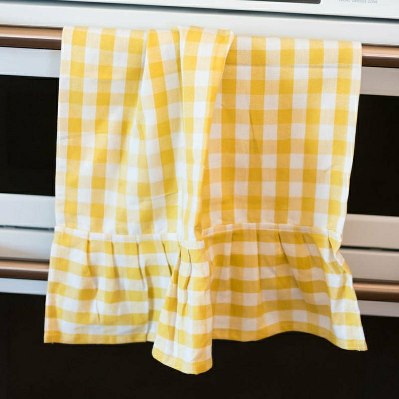 Yellow Gingham Ruffled Dish Towel | Plow & Hearth