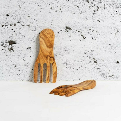 Olive Wood Salad Servers Flat Forks Set | Plow & Hearth