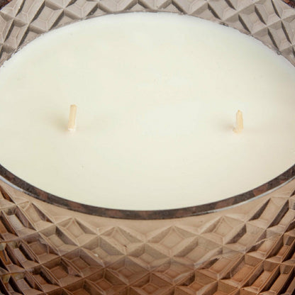 Large Diamond Cut Glass Candle Smokey Quartz | Plow & Hearth