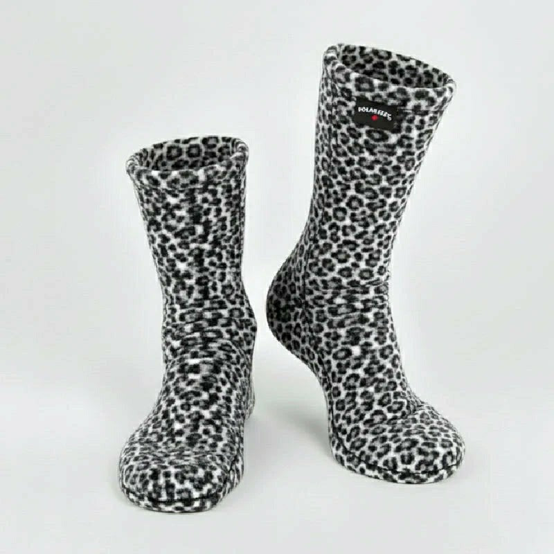 Polar Feet Fleece Socks - Snow Leopard | Plow & Hearth