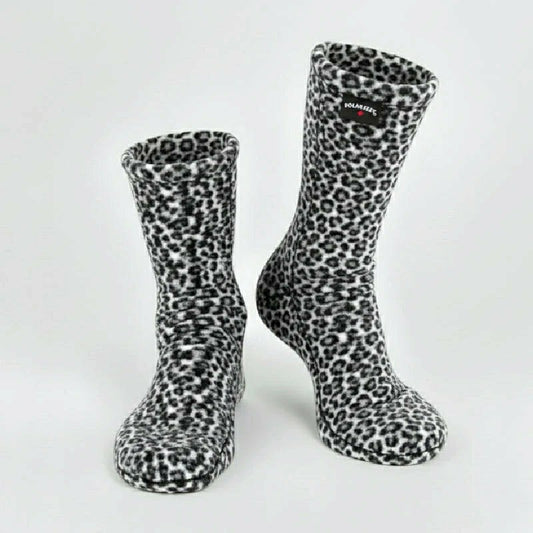 Polar Feet Fleece Socks - Snow Leopard | Plow & Hearth