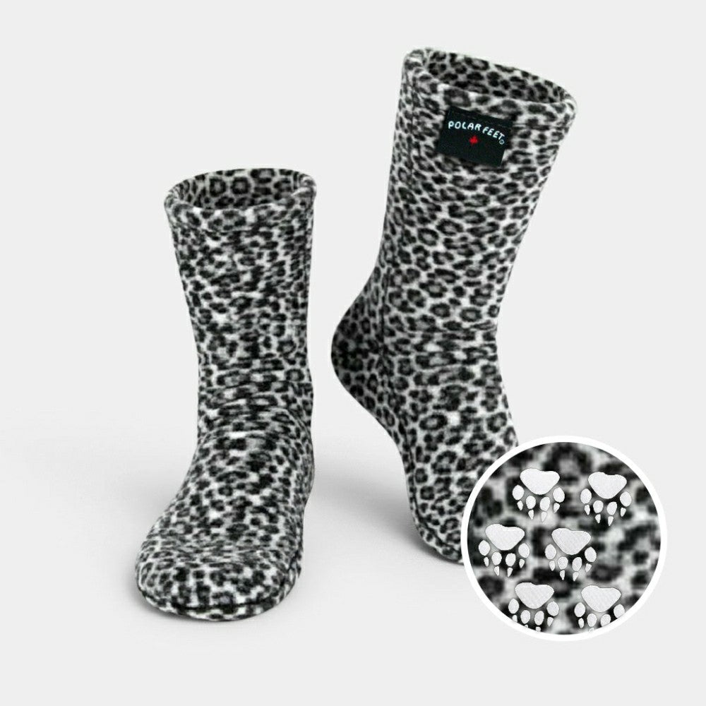 Polar Feet Fleece Socks - Snow Leopard | Plow & Hearth