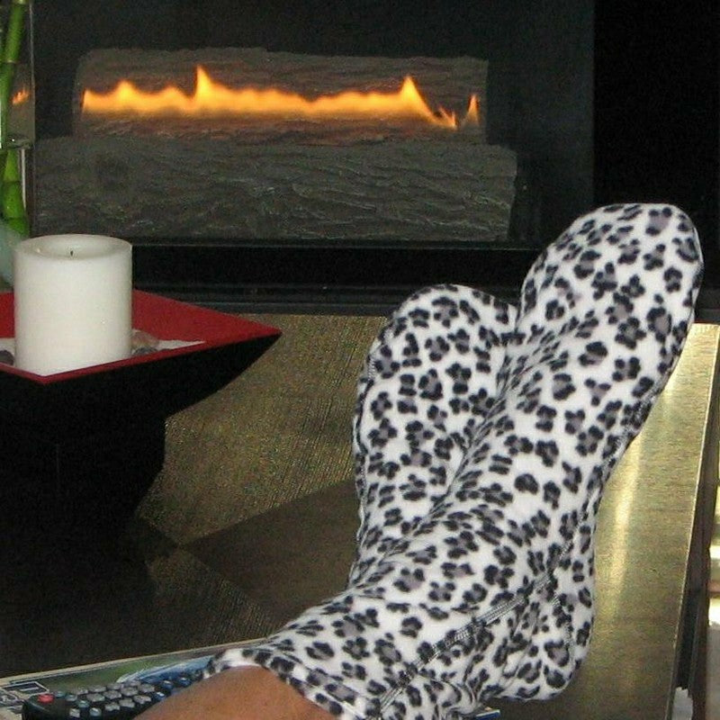 Polar Feet Fleece Socks - Snow Leopard | Plow & Hearth