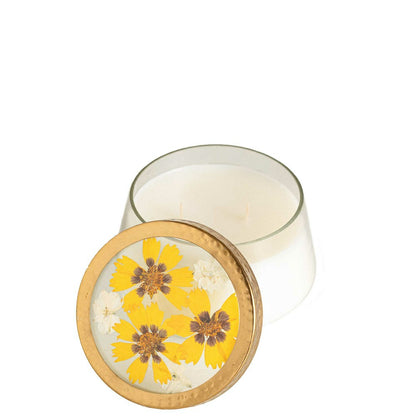 Honey Tobacco Large Pressed Floral Candle | Plow & Hearth