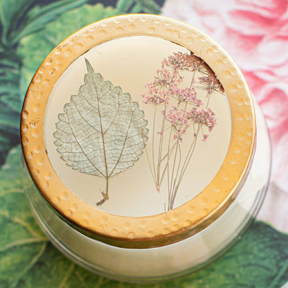 Apricot Rose Medium Pressed Floral Candle | Plow & Hearth