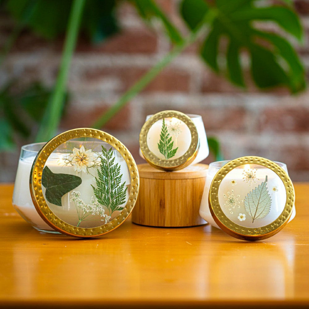 Forest Medium Pressed Floral Candle | Plow & Hearth