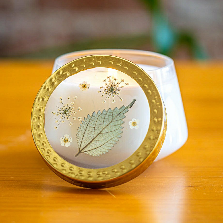Forest Medium Pressed Floral Candle | Plow & Hearth