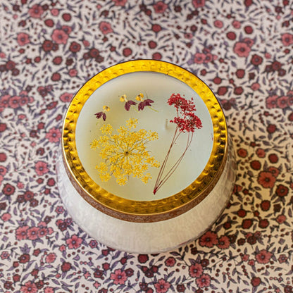 Spicy Apple Large Pressed Floral Candle | Plow & Hearth