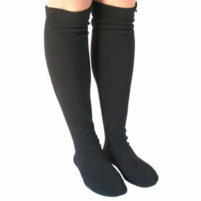 Over-the-Knee Fleece Socks - Black | Plow & Hearth