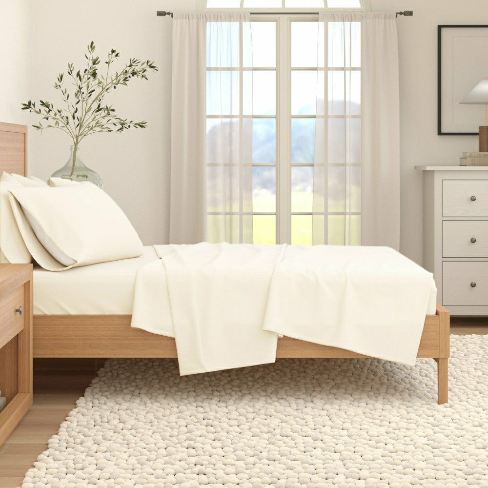 4-Piece Cotton Solid Flannel Sheet - Nordic Collection | Plow & Hearth