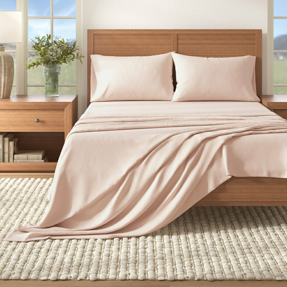 4-Piece Cotton Solid Flannel Sheet - Nordic Collection | Plow & Hearth